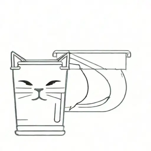 A Cat Peaking It's Head Out Of A Metal Trash Can With The Lid On It's Head
