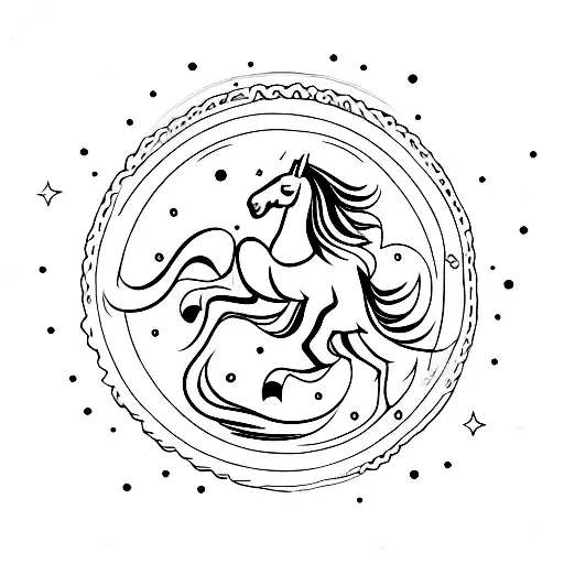 A Majestic Horse Jumping Over A Moon And Sun