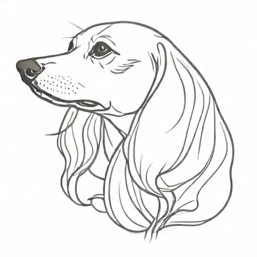 Dachshund Long Hair Line Drawing