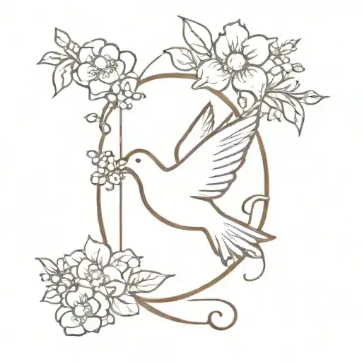 Dove Woth Forget Me Not Flower And R Initial