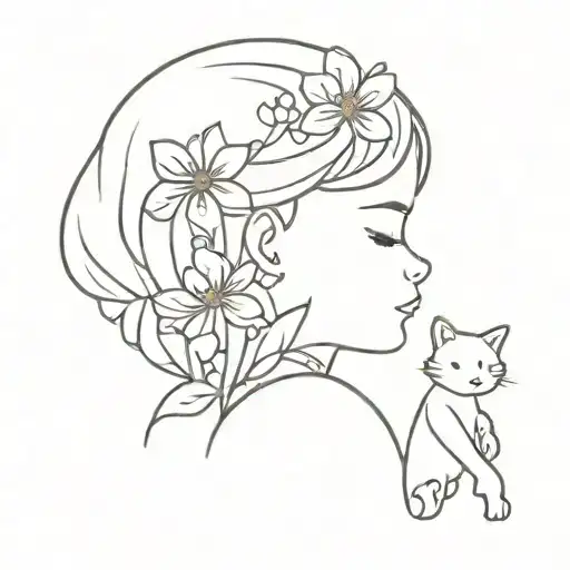 Little Girl Playing With Flowers