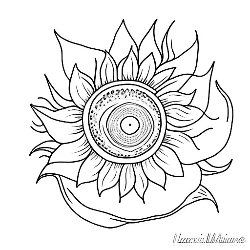 A Minimalist Tattoo Of A Harry Potter Glasses And A Sunflower
