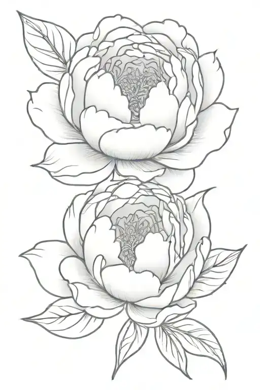 Peony Flower Fine Line