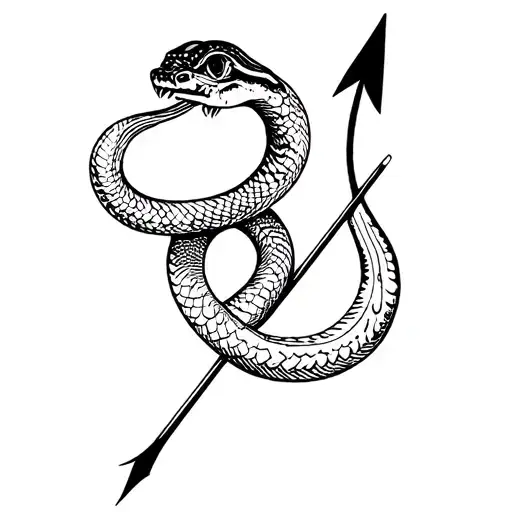 Snake And Palm And Ethnic Arrow