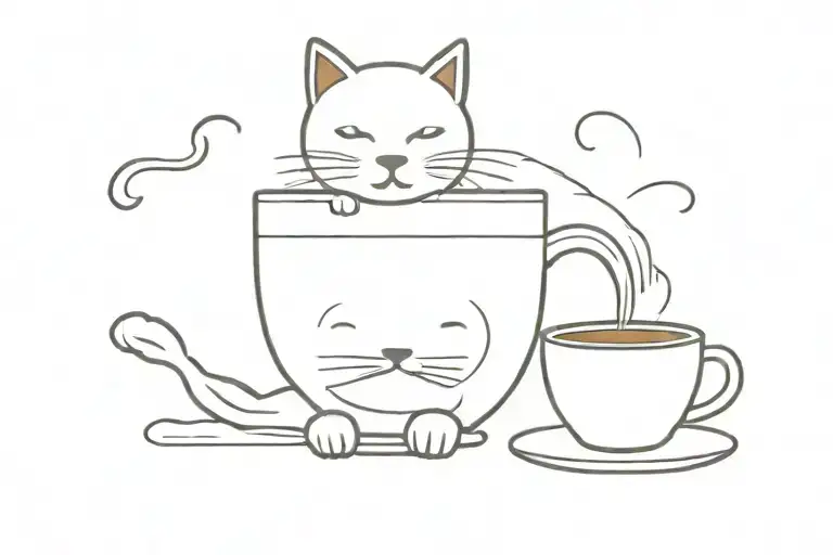 A Cup Of Coffee With A Steam Forming A Cat And A Dog