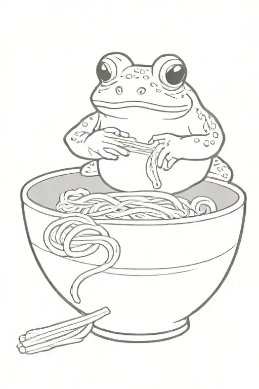 A Frog Eating A Bowl Of Japanese Ramen Noodles
