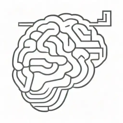 A Simple Minimalist Line Drawing Of A Brain As A Maze