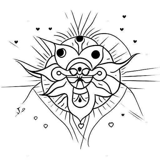 Sun Shaped Like Heart With The Beams And Clouds