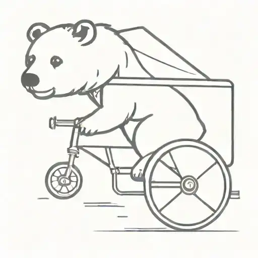 Bear On Tricycle Pulling Wagon