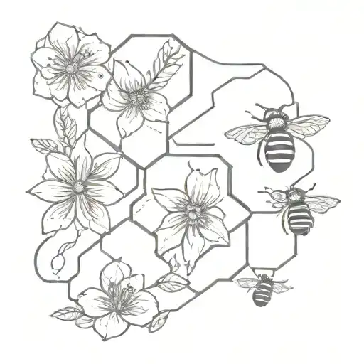 Bee Honey Comb Floral Patterns