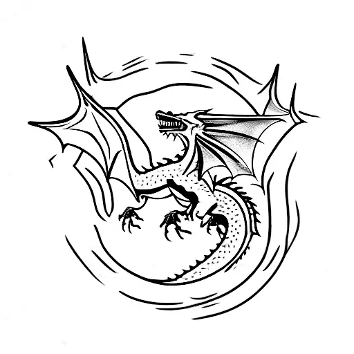 A Game Of Thrones-inspired Dragon Soaring Over A Coffee Cup