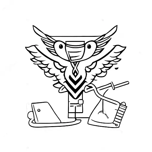 A Black And Grey Tattoo Of A Bird Perched On A Stethoscope