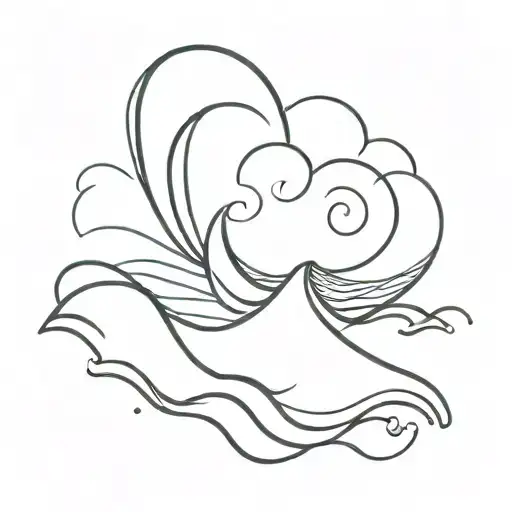 An Abstract Minimalist Design Of A Heart-shaped Ocean Wave Symbolizing The Power Of Now