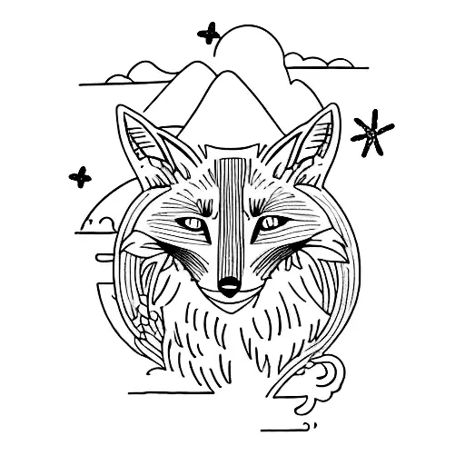 A Philosophical Quote Tattoo With A Sketch Style Featuring A Fox And A Beach Scene
