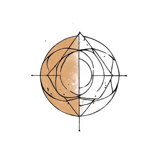 Fine Line Geometric Sketch Style Stipple Linework Moon