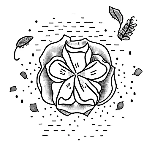 An Open Book With Flower Petals Falling Out And A Dog Lying On Top