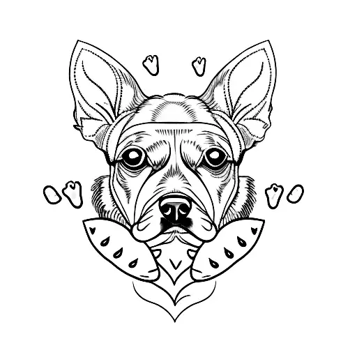 A Minimalist Tattoo Of A Dog And A Strawberry Combined To Symbolize Your Love For Both