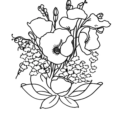 Fine Line Flower Bouquet With Sweet Pea And Larkspur