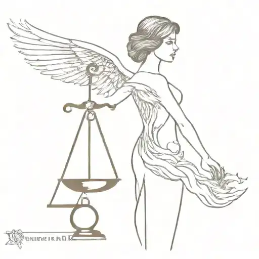 Women Holding Justice Scale With Phoenix Rising From The Ashes