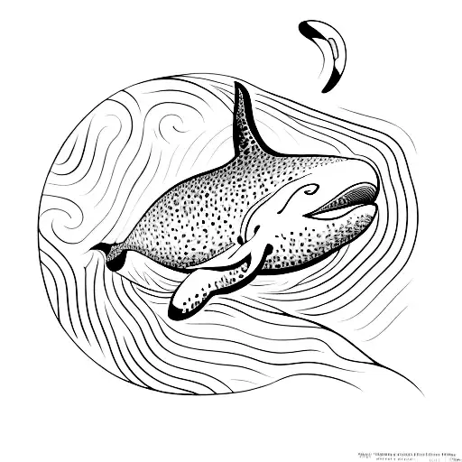 An Abstract Representation Of A Killer Whale Swimming In The Ocean Depths