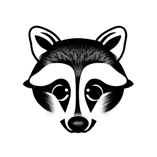 Cute Raccoon Face Using Negative Space