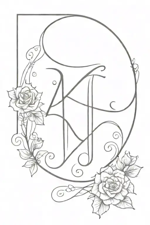 Initial Tattoo Design With 2