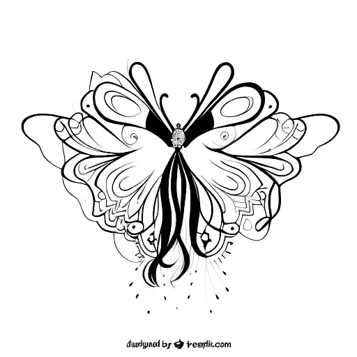 A Silhouette Of A Black Woman With A Butterfly On Her Shoulder