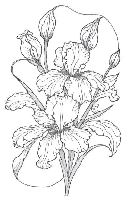 Iris Flowers With Vine