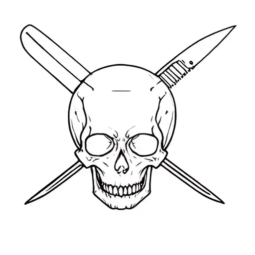 Skull With Simple Knife Through Head