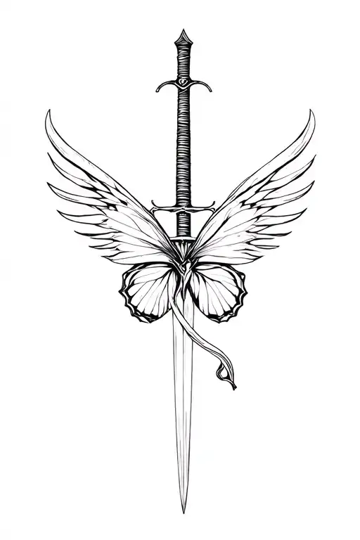 Mukatila Sign With Butterfly Wings And Sword Intertwined