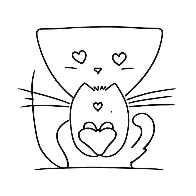 Cat And Hearts With Paw Prints Simple On Wrist Band