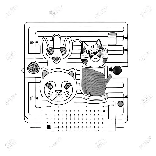 A Scientific Illustration Of A Cat And A Dog Surrounded By Various Lab Equipment And Test Tubes