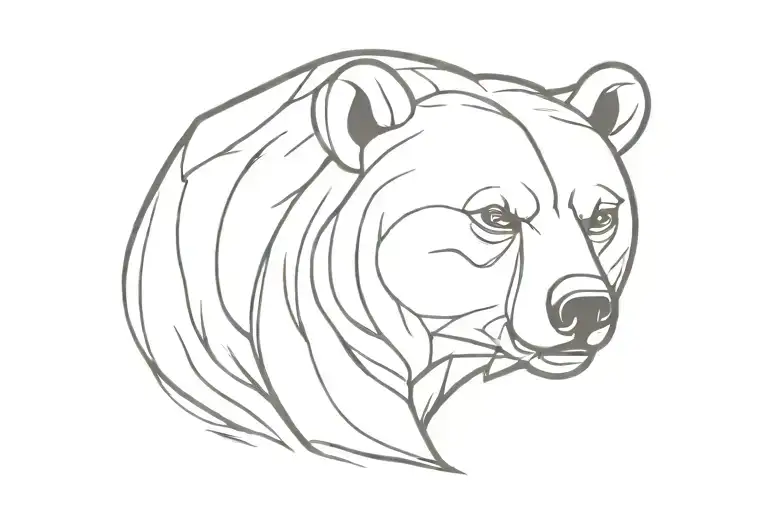 Angry Bear Minimal Line Art