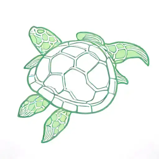 Green Turtle With A Hermit Crab On The Shell