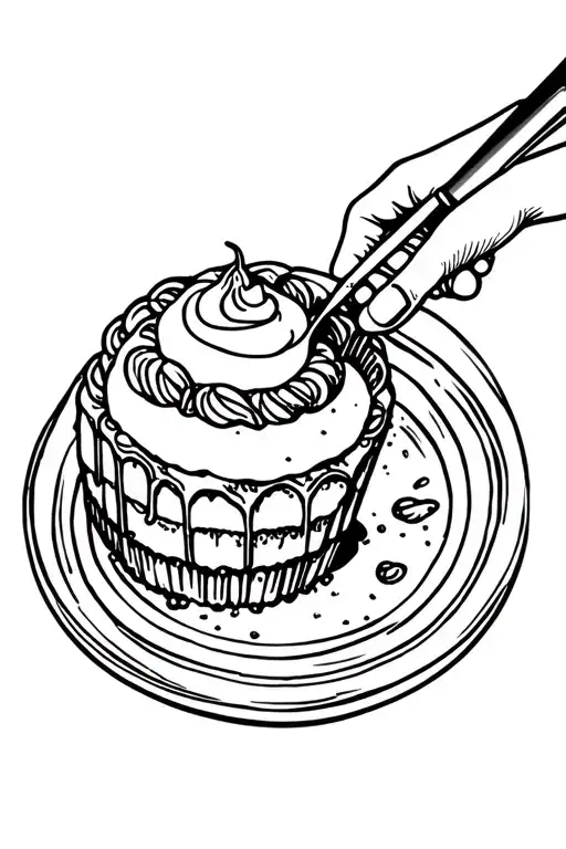 Cooks Hand Plate A Dessert With A Tweezers