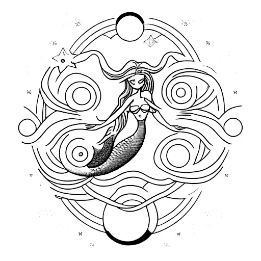 A Mesmerizing Mermaid With A Celestial-themed Background