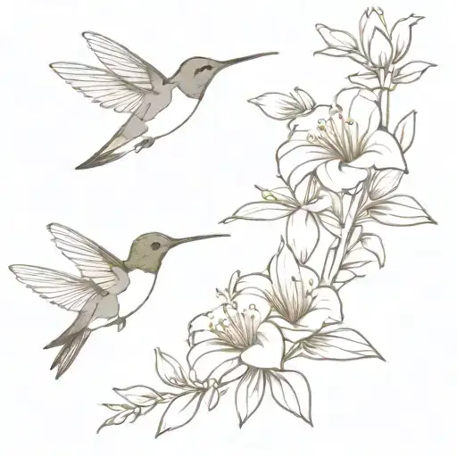 Bignonia Flower And Hummingbird