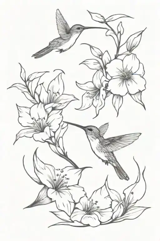 Bignonia Flower And Hummingbird