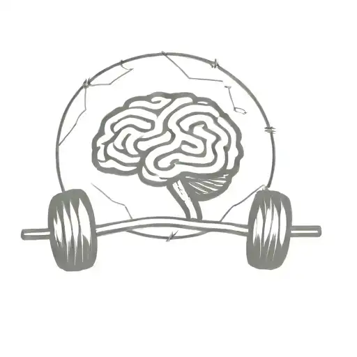An Intricate Design Combining A Dumbbell And A Brain To Symbolize Strength And Intelligence