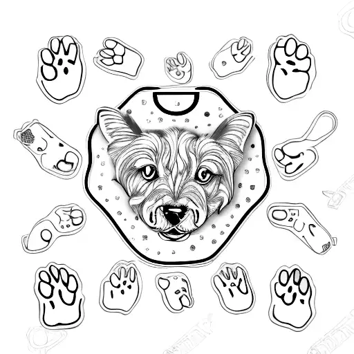 A Lifelike Sketch Of A Veterinary Symbol Surrounded By Paw Prints