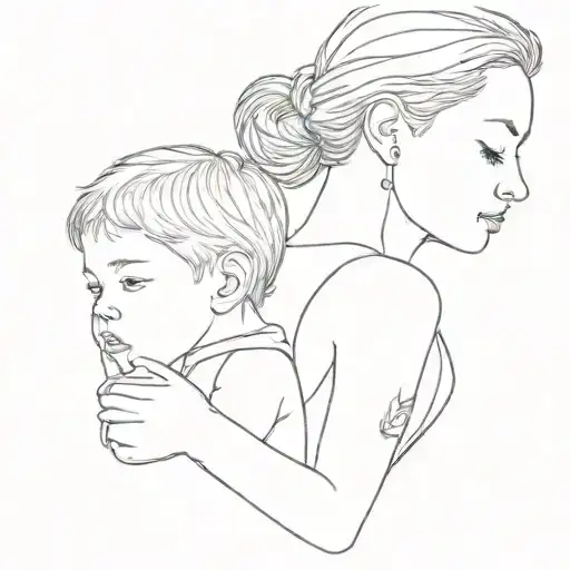 Mother And Son Looking