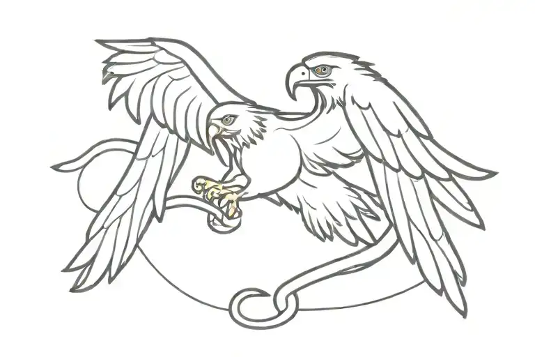 Eagle Holding Snake Flying Tattoo Design