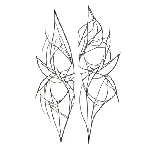 Two Symmetric Spike Tattoos For The Hip That Demonstrate Rebirth
