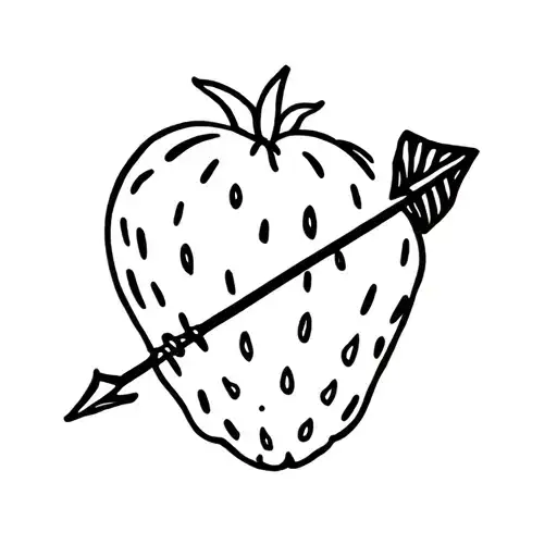 Juicy Strawberry Pierced By An Arrow