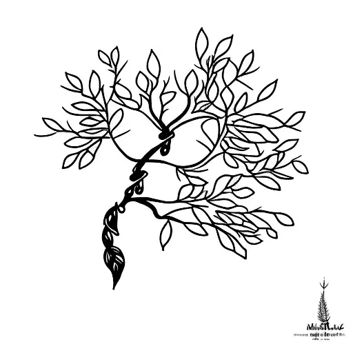 A Minimalist Tattoo Of A Tree With Flower Branches