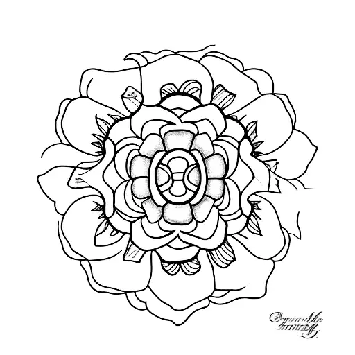 A Minimalist Tattoo Of A Black And White Rose