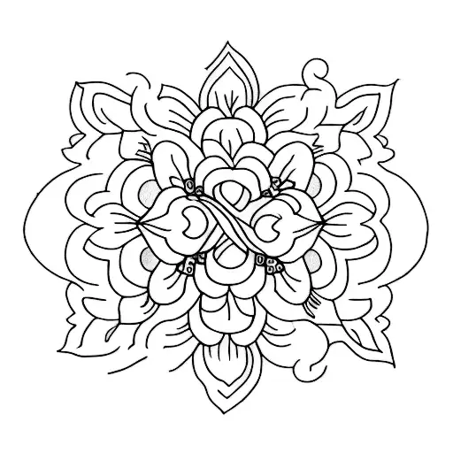 A Minimalist Tattoo Of A Cross With Intricate Floral Patterns