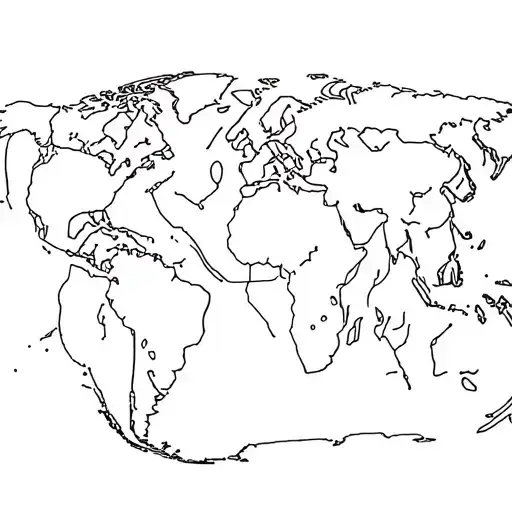 Minimalistic World Map Outline Fine Line