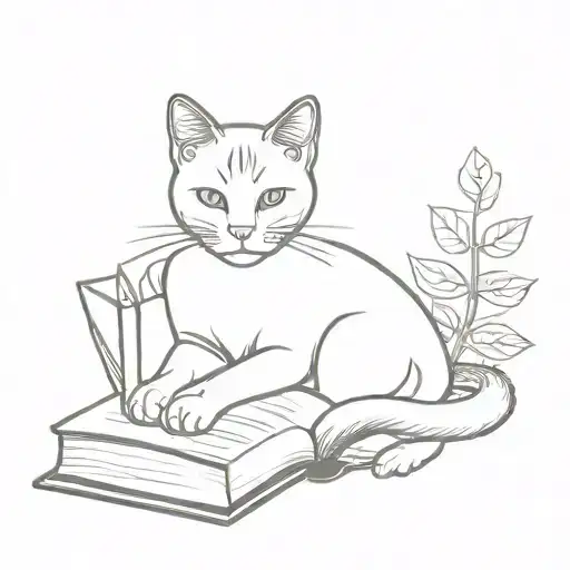 Cat And Book Outline