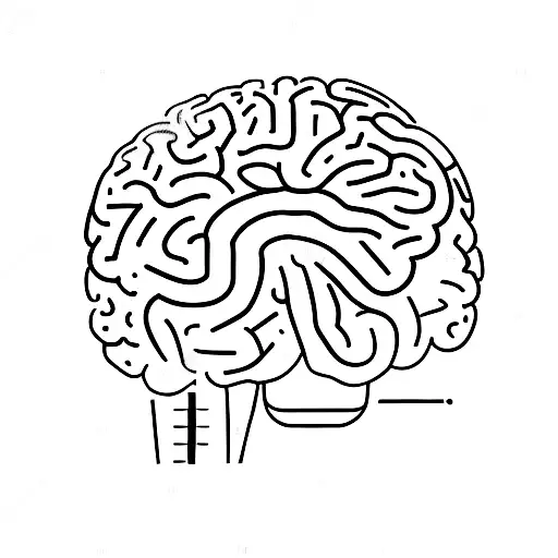 A Minimalist Representation Of A Brain Intertwined With A Compass